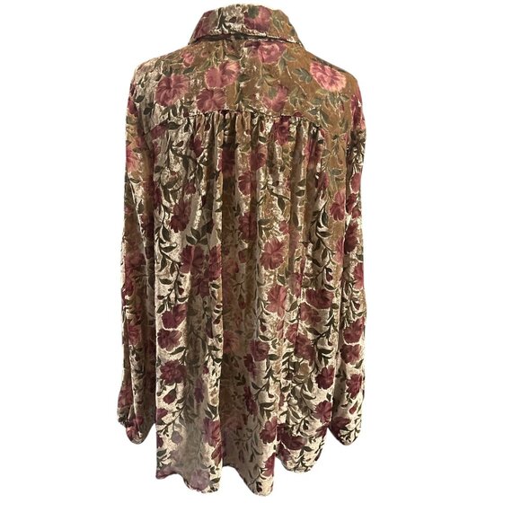 Torrid Floral Velvet Burnout Blouse Tunic Top | Size 2 (2X) | Romantic Boho - Picture 4 of 10